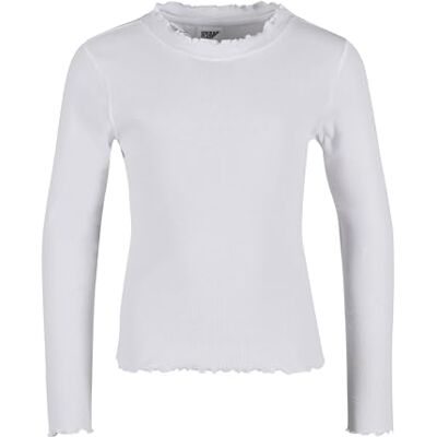Urban Classics Meisjes T-shirt Girls Short Rib Longsleeve, lange mouwen, slim fit met golvende zomen, verkrijgbaar in 3 kleuren, maten 110/116-158/164, wit, 134 cm Urban Classics Meisjes T-shirt Girls Short Rib Longsleeve, lange mouwen, slim fit met golvende zomen, verkrijgbaar in 3 kleuren, maten 110/116-158/164, wit, 134 cm