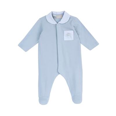 Chicco Katoenen rompertje met voet, pyjama voor kinderen en pasgeborenen, uniseks, middenblauw, 12 Maanden Chicco Katoenen rompertje met voet, pyjama voor kinderen en pasgeborenen, uniseks, middenblauw, 12 Maanden