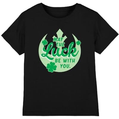 STAR WARS St Patrick's Day Luck Rebel Sign Unisex Kids T-shirt, zwart, 12-13 jaar, Zwart, 12-13 jaar STAR WARS St Patrick's Day Luck Rebel Sign Unisex Kids T-shirt, zwart, 12-13 jaar, Zwart, 12-13 jaar