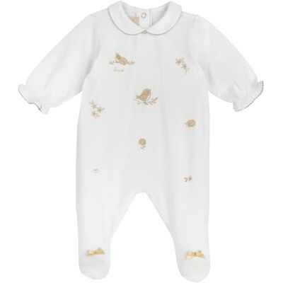 Chicco Katoenen romper met voet, pyjama voor jongens en meisjes, Wit, 12 Maanden Chicco Katoenen romper met voet, pyjama voor jongens en meisjes, Wit, 12 Maanden