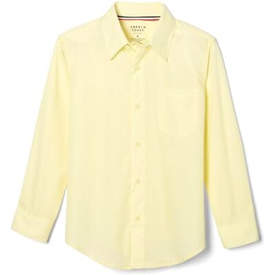 French Toast Boys' Long Sleeve Classic Dress Shirt (Standard & Husky), Yellow, 7 French Toast Boys' Long Sleeve Classic Dress Shirt (Standard & Husky), Yellow, 7