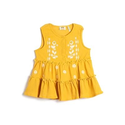 Koton Girls's Mouwloos T-shirt Bloem Geborduurde Ruffle Relax Cut Blouse, geel (163), 7-8 Jaar Koton Girls's Mouwloos T-shirt Bloem Geborduurde Ruffle Relax Cut Blouse, geel (163), 7-8 Jaar