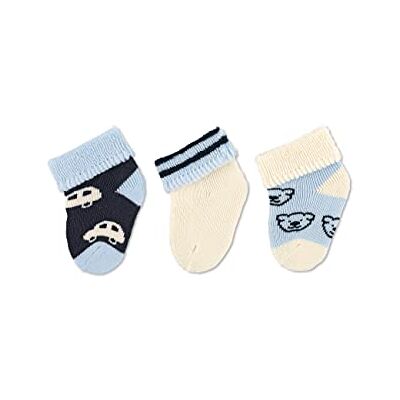 Sterntaler Baby jongens eerste sokken set van 3 pluche sokken auto beer, beige blauw 8201910, ivoor, Eén maat, 0-4 Months Sterntaler Baby jongens eerste sokken set van 3 pluche sokken auto beer, beige blauw 8201910, ivoor, Eén maat, 0-4 Months