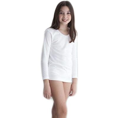 BABIDU Pluche onderhemd met lange mouwen, voor meisjes, maat, Wit, one size BABIDU Pluche onderhemd met lange mouwen, voor meisjes, maat, Wit, one size
