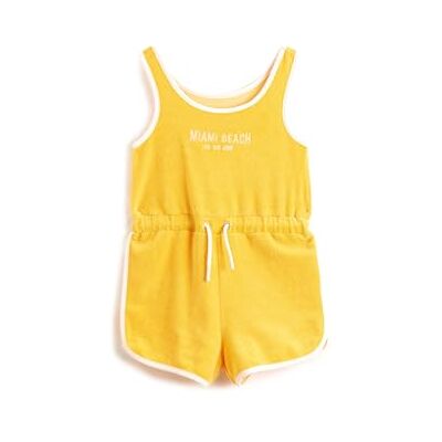 Koton Shorts Overalls Sleeveless Round Collar Towel Fabric Drawstring meisjes Jurk Koton Shorts Overalls Sleeveless Round Collar Towel Fabric Drawstring meisjes Jurk