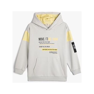 Koton Boys's Hoodie Kangaroo Pocket Gedrukt Detail Lange Mouwen Katoen Sweatshirt Koton Boys's Hoodie Kangaroo Pocket Gedrukt Detail Lange Mouwen Katoen Sweatshirt