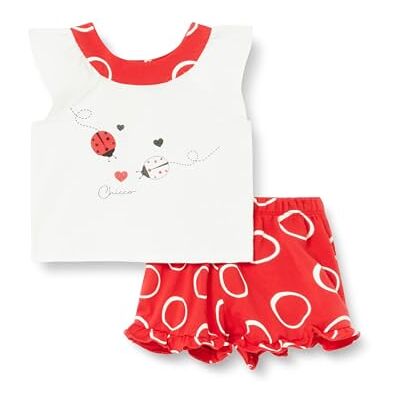 Chicco Set Van 2 T-Shirts En Shorts (2) baby-meisjes, Rosso, 9M, Design in Italië Chicco Set Van 2 T-Shirts En Shorts (2) baby-meisjes, Rosso, 9M, Design in Italië