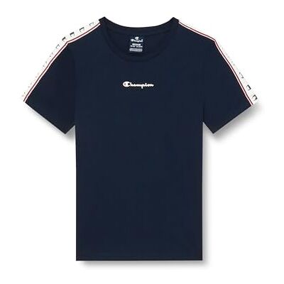 Champion Legacy Retro Sport B Tape S/S Crewneck T-shirt, marineblauw, 9-10 jaar kinderen en jongeren SS24, Navy Blauw Champion Legacy Retro Sport B Tape S/S Crewneck T-shirt, marineblauw, 9-10 jaar kinderen en jongeren SS24, Navy Blauw