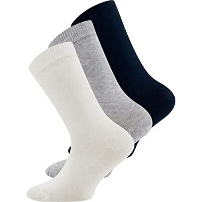 EWERS Set van 3 sokken Uni GOTS 3 paar effen sokken voor meisjes en jongens, biologisch katoen, GOTS-gecertificeerd, Made in Europe, wit/grijs/donkerblauw, wit/grijs/donkerblauw, 23-26 EU EWERS Set van 3 sokken Uni GOTS 3 paar effen sokken voor meisjes en jongens, biologisch katoen, GOTS-gecertificeerd, Made in Europe, wit/grijs/donkerblauw, wit/grijs/donkerblauw, 23-26 EU