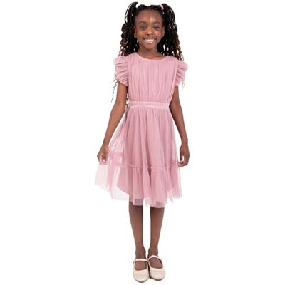 Anaya with Love Maya Maya Deluxe Bloemenjurk Bruidsmeisje Kinderen Ronde Hals Korte Flutter Mouw Strik Tule Ruche Prinses Kids, Bruids Roos, 3-4 jaar Anaya with Love Maya Maya Deluxe Bloemenjurk Bruidsmeisje Kinderen Ronde Hals Korte Flutter Mouw Strik Tule Ruche Prinses Kids, Bruids Roos, 3-4 jaar