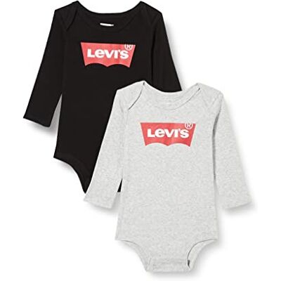 Levi's Lhn Ls 2 stuks Batwing Bodysuit Se Nl0282 Boxed Sets, grijs-heide, 6-12 maanden Levi's Lhn Ls 2 stuks Batwing Bodysuit Se Nl0282 Boxed Sets, grijs-heide, 6-12 maanden