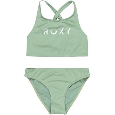Roxy Meisjes Effen Actief Crop Top Set Zwemoutfit - Groen - 6 jaar Roxy Meisjes Effen Actief Crop Top Set Zwemoutfit - Groen - 6 jaar