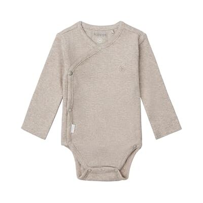 Noppies Uniseks rompertje Rib Nino overall met lange mouwen, Taupe Melange P757, 56 Noppies Uniseks rompertje Rib Nino overall met lange mouwen, Taupe Melange P757, 56