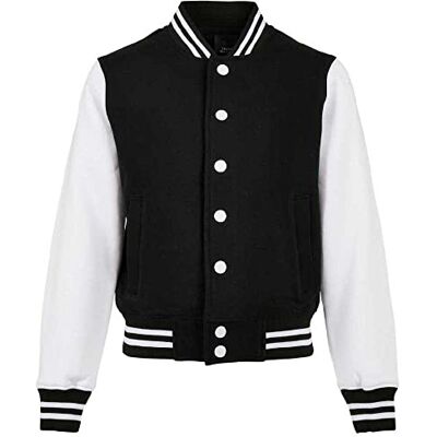 Build Your Brand Unisex Organic Kids Sweat College Jacket Jacket Jacket voor kinderen, zwart/wit, 110-116 Build Your Brand Unisex Organic Kids Sweat College Jacket Jacket Jacket voor kinderen, zwart/wit, 110-116