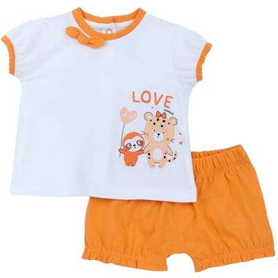 Chicco 2-Delige Set Van T-Shirt En Korte Broek (1) baby-meisjes, Arancione, 3M, Design in Italië Chicco 2-Delige Set Van T-Shirt En Korte Broek (1) baby-meisjes, Arancione, 3M, Design in Italië