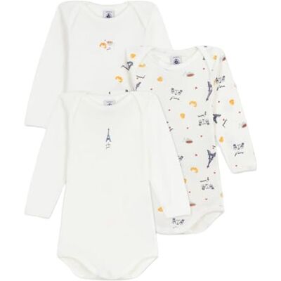 Petit Bateau Parijs baby rompertjes met lange mouwen van katoen Petit Bateau Parijs baby rompertjes met lange mouwen van katoen
