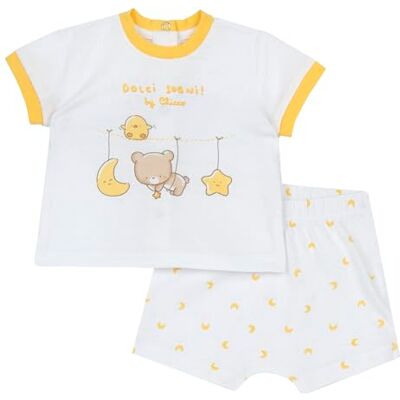 Chicco 2-Delige Set Van T-Shirt En Korte Broek (1) baby-jongens, Bianco, 0M, Design in Italië Chicco 2-Delige Set Van T-Shirt En Korte Broek (1) baby-jongens, Bianco, 0M, Design in Italië