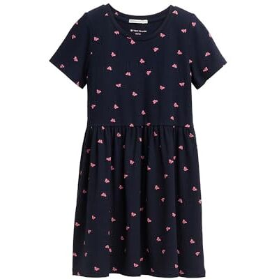 TOM TAILOR Mini-jurk voor meisjes met patroon, 37727 Dark Blue Pink Butterfly, 128-134 TOM TAILOR Mini-jurk voor meisjes met patroon, 37727 Dark Blue Pink Butterfly, 128-134