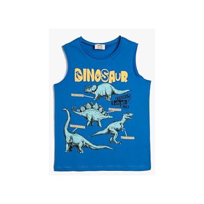 Koton Boys's tanktop dinosaurus bedrukt mouwloos ronde hals katoenen tanktop, Saxe (969), 11-12 Jaar Koton Boys's tanktop dinosaurus bedrukt mouwloos ronde hals katoenen tanktop, Saxe (969), 11-12 Jaar