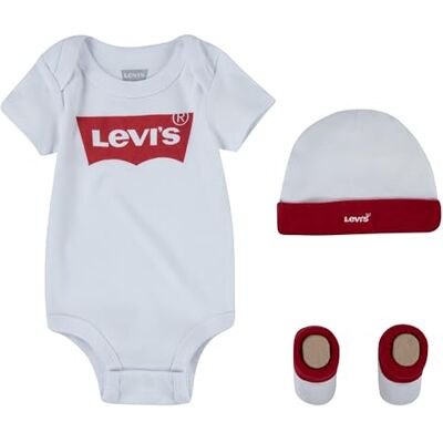 Levi's Kids Classic batwing babyhoed bodysuit bootie set 3 stuks uniseks baby, wit, 0-6 Maanden Levi's Kids Classic batwing babyhoed bodysuit bootie set 3 stuks uniseks baby, wit, 0-6 Maanden