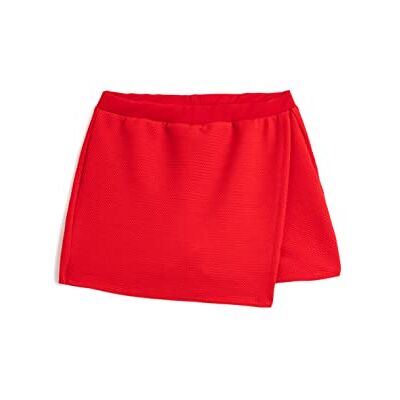 Koton Girls Basic Mini Skort Envelop Elastische Tailleband Textured, Rood (420), 7-8 Jaar Koton Girls Basic Mini Skort Envelop Elastische Tailleband Textured, Rood (420), 7-8 Jaar
