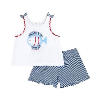 Chicco Set van katoen: tanktop en shorts, Wit en blauw, 6 Maanden Chicco Set van katoen: tanktop en shorts, Wit en blauw, 6 Maanden