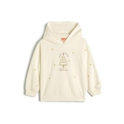 Koton Babygirls New Year Themed Hoodie Bedrukt Detail Zachte Interieur Katoenen Sweatshirt, ecru(010), 12-18 maanden Koton Babygirls New Year Themed Hoodie Bedrukt Detail Zachte Interieur Katoenen Sweatshirt, ecru(010), 12-18 maanden