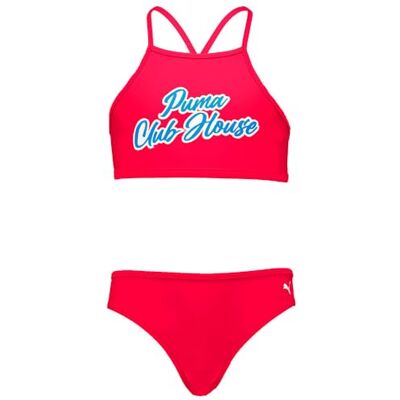 PUMA Swim Girls Club House Bikiniset 1P, rozerood, 128 cm PUMA Swim Girls Club House Bikiniset 1P, rozerood, 128 cm
