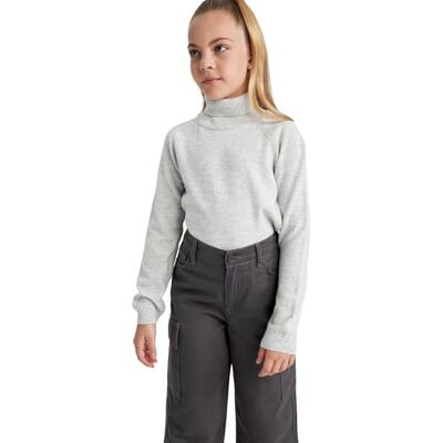 DeFacto Girl's Tricot Pullover, grijs, 5-6 Jaren DeFacto Girl's Tricot Pullover, grijs, 5-6 Jaren