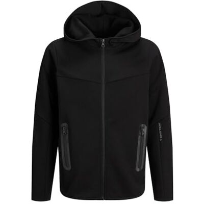 JACK & JONES Jcofusion Sweat Zip Hood Bn Jnr Sweatshirt voor kinderen en jongens, Zwart, 164 JACK & JONES Jcofusion Sweat Zip Hood Bn Jnr Sweatshirt voor kinderen en jongens, Zwart, 164