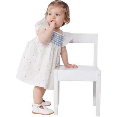 Petit Bateau Jurk met korte mouwen en bloeiende babymeisjes, wit/meerkleurig., 18 Maanden Petit Bateau Jurk met korte mouwen en bloeiende babymeisjes, wit/meerkleurig., 18 Maanden