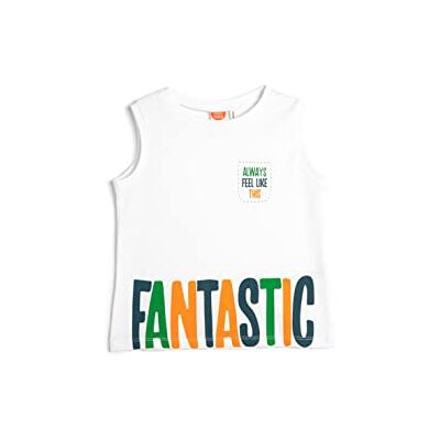 Koton Babyboys Tanktop, ronde hals, mouwloos, bedrukt katoenen shirt, wit (000), 3-4 Jaar Koton Babyboys Tanktop, ronde hals, mouwloos, bedrukt katoenen shirt, wit (000), 3-4 Jaar