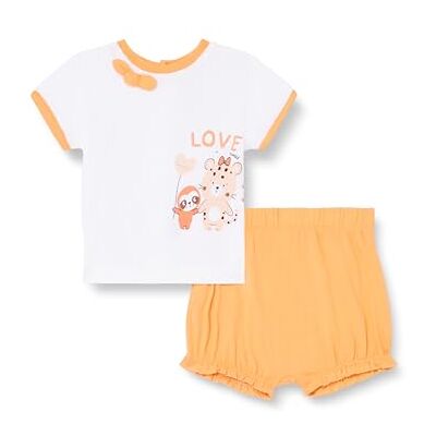 Chicco Set bestaande uit T-shirt en korte broek, casual, voor meisjes, lichtoranje, 0 Maanden Chicco Set bestaande uit T-shirt en korte broek, casual, voor meisjes, lichtoranje, 0 Maanden