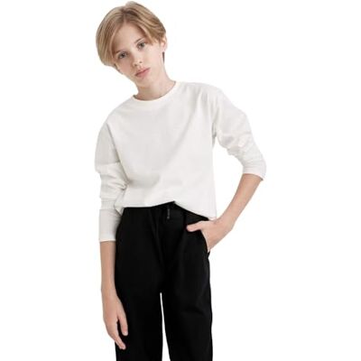 DeFacto Stijlvolle en comfortabele shirts met lange mouwen, truien en onderhemden voor jongens gebroken wit 7/8 Y, off-white, 7-8 Jaar DeFacto Stijlvolle en comfortabele shirts met lange mouwen, truien en onderhemden voor jongens gebroken wit 7/8 Y, off-white, 7-8 Jaar