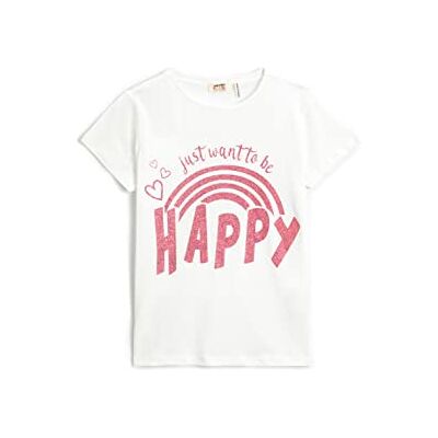 Koton Girls's bedrukte glittery korte mouwen ronde hals katoenen T-shirt Koton Girls's bedrukte glittery korte mouwen ronde hals katoenen T-shirt