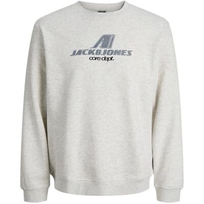 JACK & JONES Junior Jcotier Print Sweat Crew Neck Sn Jnr, wit melange., 152 JACK & JONES Junior Jcotier Print Sweat Crew Neck Sn Jnr, wit melange., 152