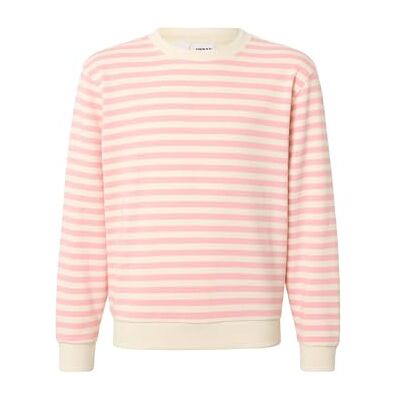 Urban Classics Oversized gestreepte crewneck voor meisjes, casual gestreepte trui, katoen en polyester, French Terry, ronde hals, vrije tijd en school, citroenroze/wit zand, 110-116 Urban Classics Oversized gestreepte crewneck voor meisjes, casual gestreepte trui, katoen en polyester, French Terry, ronde hals, vrije tijd en school, citroenroze/wit zand, 110-116