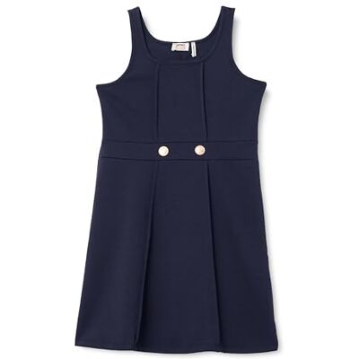 Koton Meisjes's midi mouwloos vierkante hals katoen ritssluiting jurk, marineblauw (704), 6-7 jaar Koton Meisjes's midi mouwloos vierkante hals katoen ritssluiting jurk, marineblauw (704), 6-7 jaar
