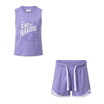 Champion T-shirt met grafische shorts voor meisjes, paars (VS024), S Champion T-shirt met grafische shorts voor meisjes, paars (VS024), S