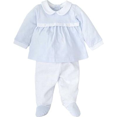 BABIDU Kinderset met lange mouwen T-shirt en geruite beenkappen, Vichy, unisex, baby, Lichtblauw, 3 Maanden BABIDU Kinderset met lange mouwen T-shirt en geruite beenkappen, Vichy, unisex, baby, Lichtblauw, 3 Maanden