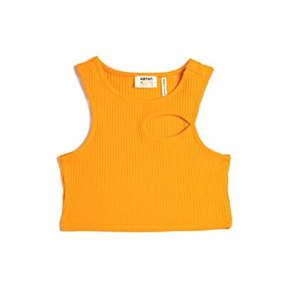 Koton Girls's Crop Tank Top Cutout Detail Mouwloos Ronde Collar Ribbed Katoenen Shirt, oranje (229), 7-8 Jaar Koton Girls's Crop Tank Top Cutout Detail Mouwloos Ronde Collar Ribbed Katoenen Shirt, oranje (229), 7-8 Jaar