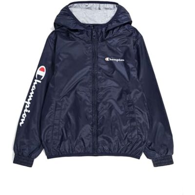 Champion Legacy Outdoor K Light WR Small Script Logo Hooded Jacket, marineblauw, 7-8 jaar unisex kinderen en jongeren SS24, Navy Blauw Champion Legacy Outdoor K Light WR Small Script Logo Hooded Jacket, marineblauw, 7-8 jaar unisex kinderen en jongeren SS24, Navy Blauw