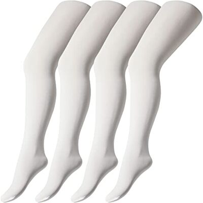 Camano Unisex Kinderen Online Children Fine Tights 40 DEN 4-pack sokken, White, 122/140, wit Camano Unisex Kinderen Online Children Fine Tights 40 DEN 4-pack sokken, White, 122/140, wit