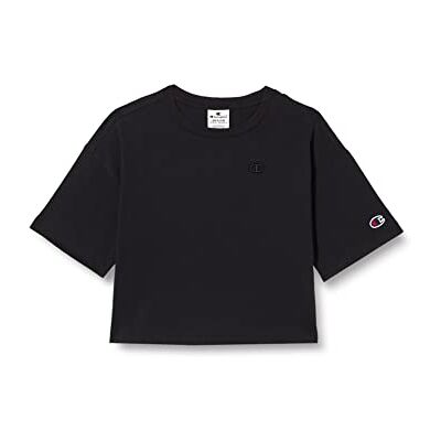 Champion Rochester 1919- Logo oversized Crewneck S-S T-shirt, zwart, 7-8 jaar meisjes en meisjes, zwart. Champion Rochester 1919- Logo oversized Crewneck S-S T-shirt, zwart, 7-8 jaar meisjes en meisjes, zwart.
