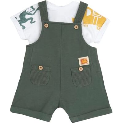 Chicco Set van 2 T-shirts + korte tuinbroek, Groen, 6 Maanden Chicco Set van 2 T-shirts + korte tuinbroek, Groen, 6 Maanden
