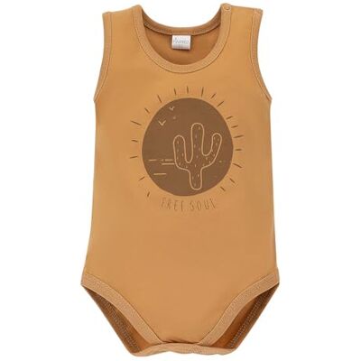 Pinokio Bodysuit mouwloos Free Soul, 100% katoen, unisex 50-68 (62), Geel Desert, 62 cm Pinokio Bodysuit mouwloos Free Soul, 100% katoen, unisex 50-68 (62), Geel Desert, 62 cm