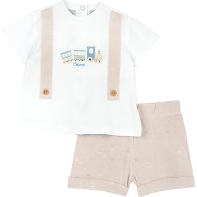 Chicco Elegante 2-Delige Set Van T-Shirt En Korte Broek baby-jongens, Beige, 3M, Design in Italië Chicco Elegante 2-Delige Set Van T-Shirt En Korte Broek baby-jongens, Beige, 3M, Design in Italië