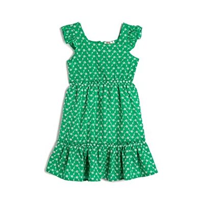 Koton Meisjes's midi ruffle mouwloos vierkante hals jurk, groen (804), 5-6 jaar Koton Meisjes's midi ruffle mouwloos vierkante hals jurk, groen (804), 5-6 jaar