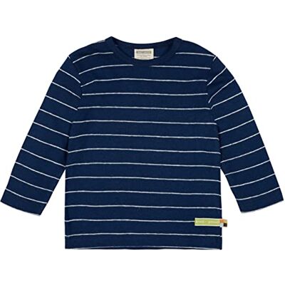 loud + proud Uniseks kindergestreept met linnen, GOTS-gecertificeerd shirt, Ultramarijn, 62/68 cm loud + proud Uniseks kindergestreept met linnen, GOTS-gecertificeerd shirt, Ultramarijn, 62/68 cm