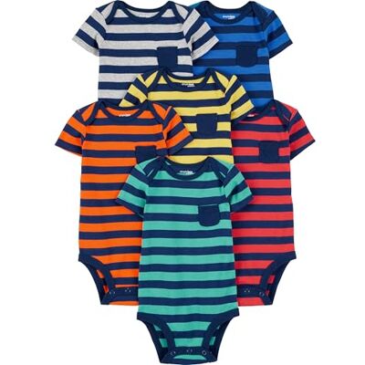 Simple Joys by Carter's Bodysuit met korte mouwen voor jongens, 0-24 (verpakking van 6 stuks), Color Block/Rugby Strepen, 0-3 Maanden Simple Joys by Carter's Bodysuit met korte mouwen voor jongens, 0-24 (verpakking van 6 stuks), Color Block/Rugby Strepen, 0-3 Maanden